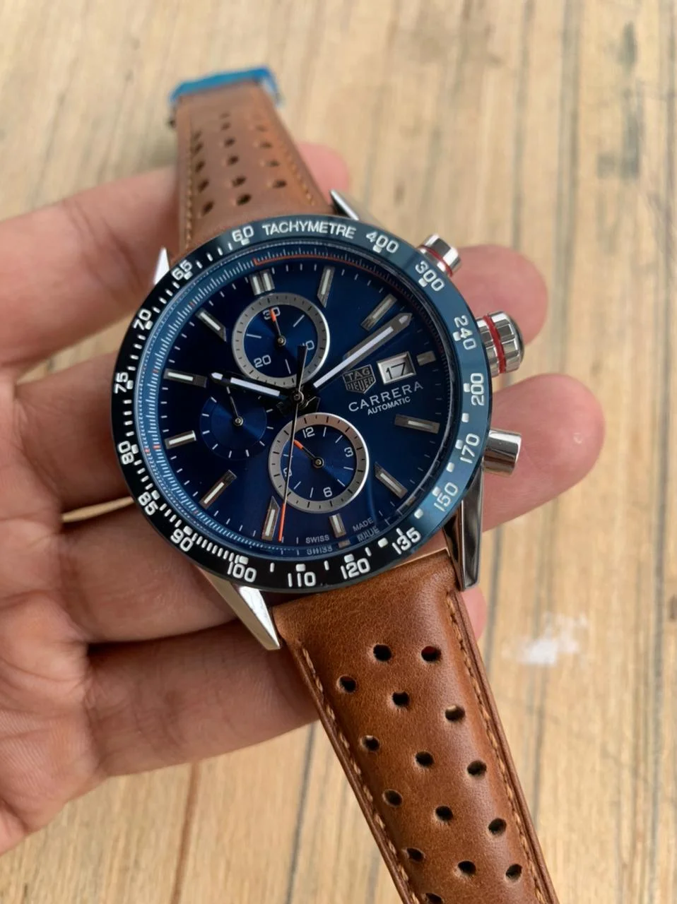 Tag Heuer Carrera Blue Dial Leather Celebrity Watches