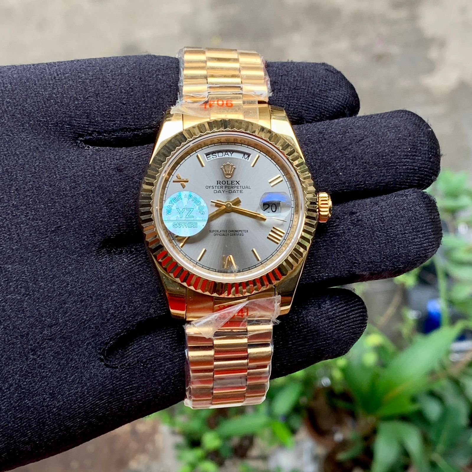 Rolex Day Date Gold Chain Fluted Bezel YZ Celebrity Watches