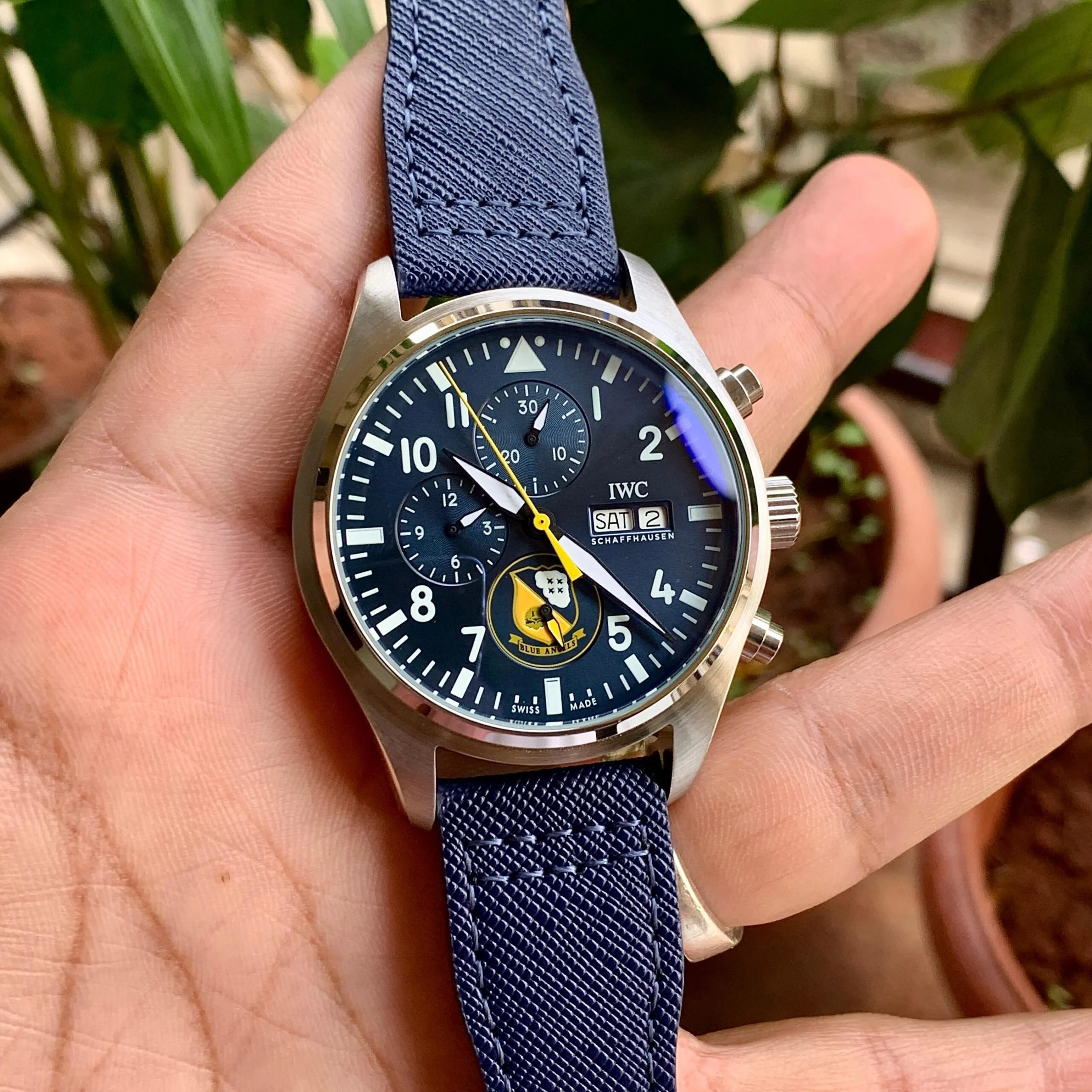 IWC Pilot s Chronograph Edition Blue Angels Silver Celebrity Watches