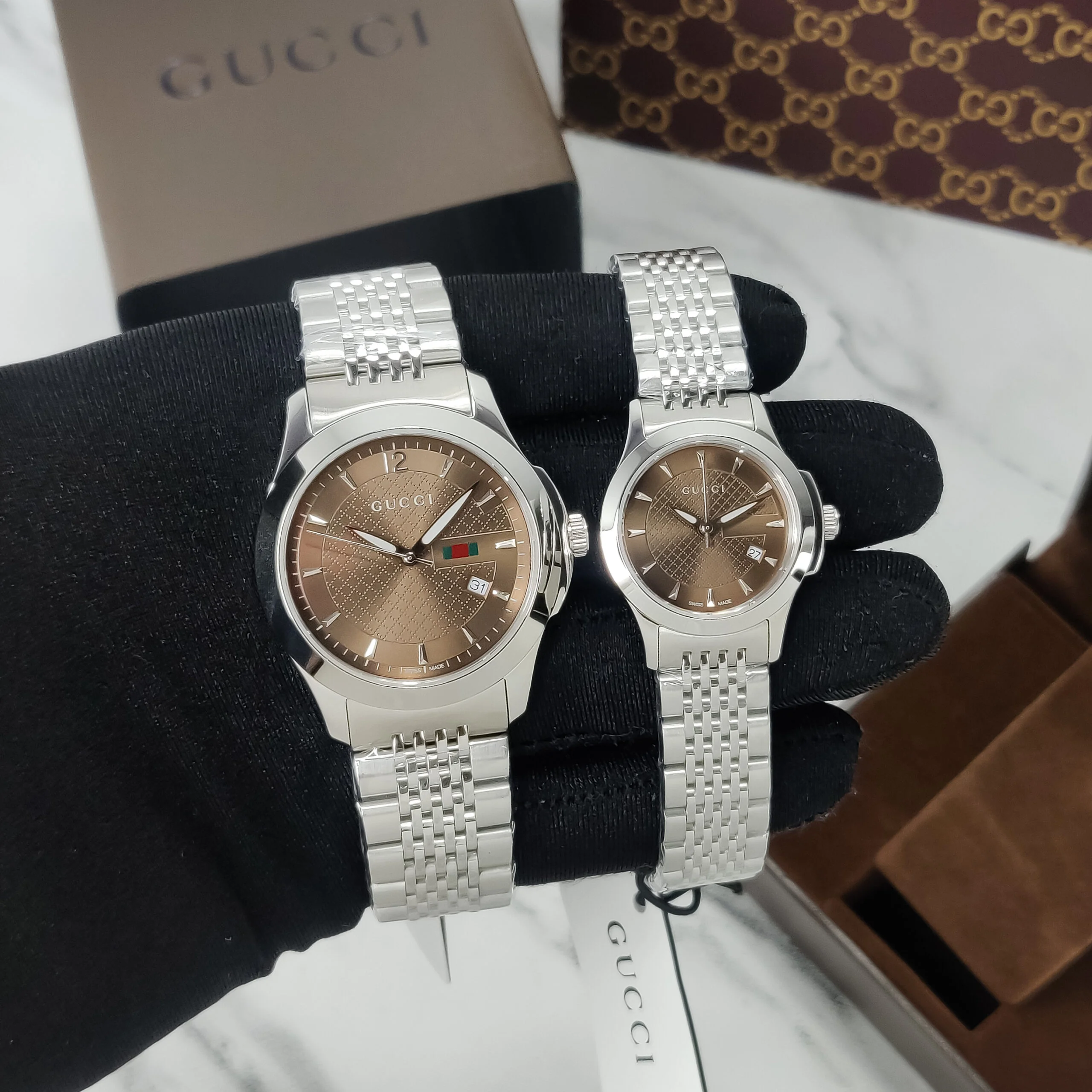 Gucci G Timeless Brown Couple Celebrity Watches