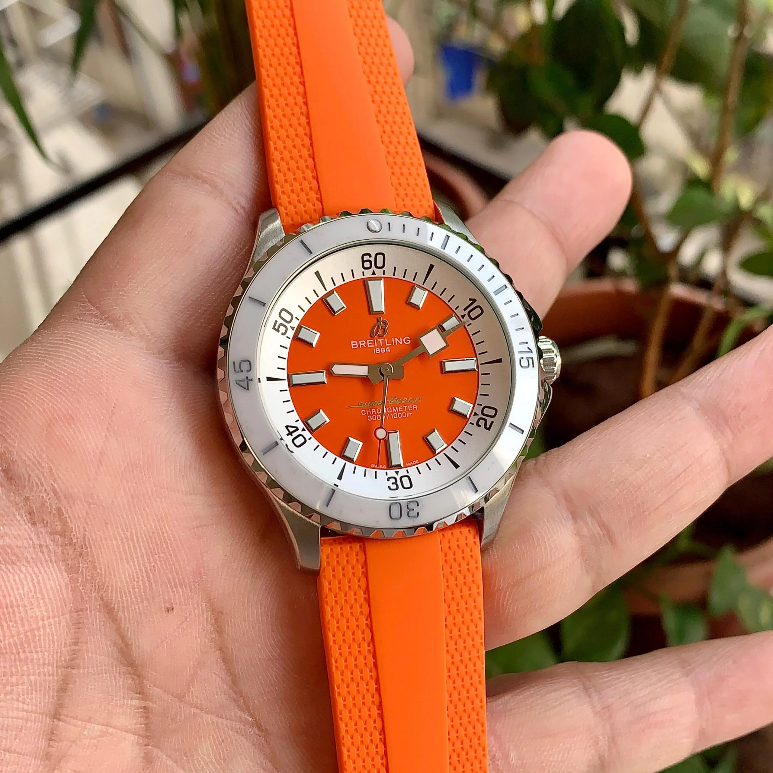 Breitling orange strap best sale